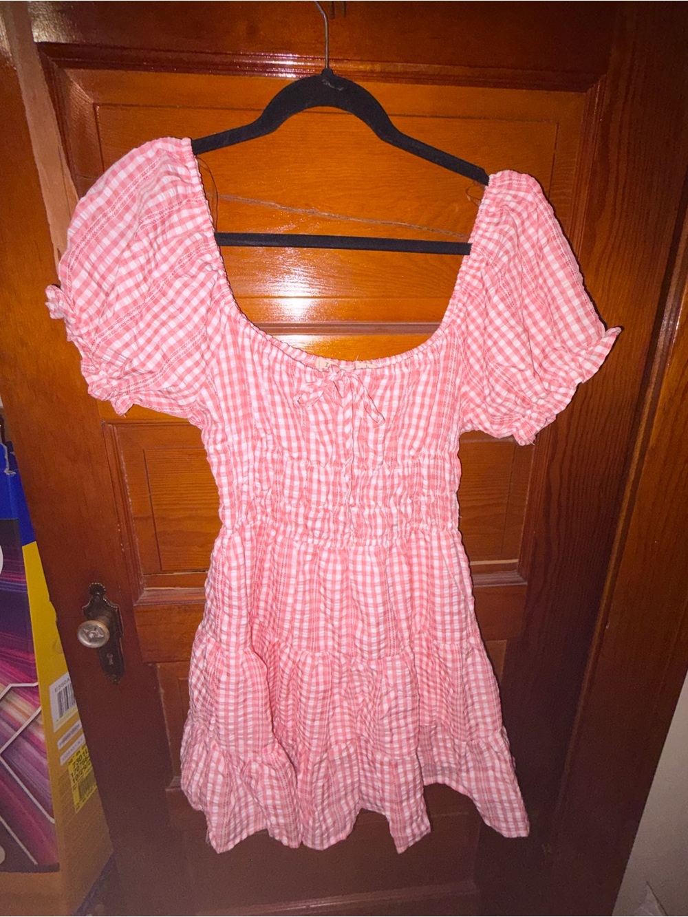 Liberty Love Pink Gingham Smocked Puff Sleeve Dress